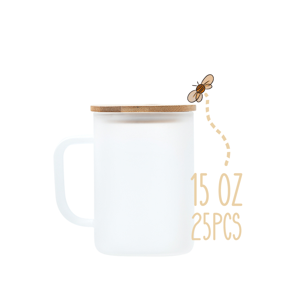 15oz Frosted Glass Mugs Sublimation 25PCS