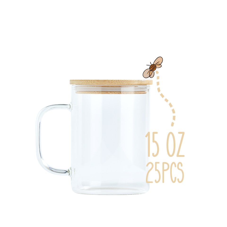 15oz Clear Glass Mugs Sublimation 25PCS